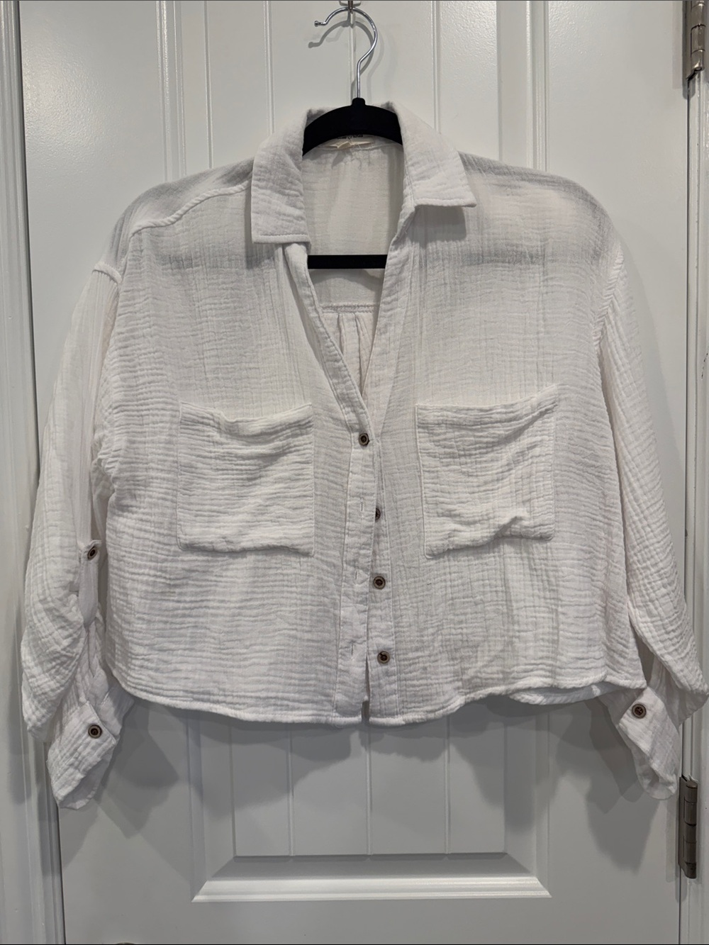 Love Notes White Button-Up Gauze Shirt